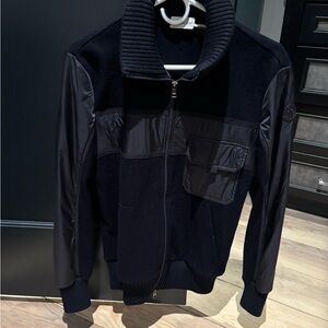Black Zip-Up Jacket with Ribbed Collar worn once perfect condition!!!